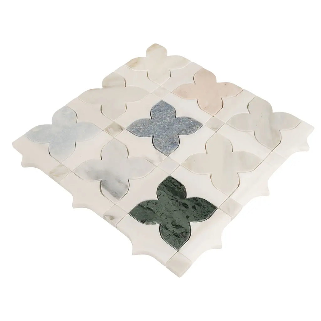 Geometria Marble Multicolor Stars Mosaic Tile | Tile Club