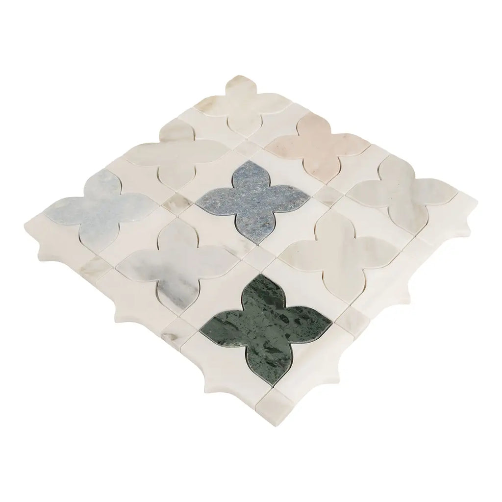 Geometria Marble Multicolor Stars Mosaic Tile | Tile Club