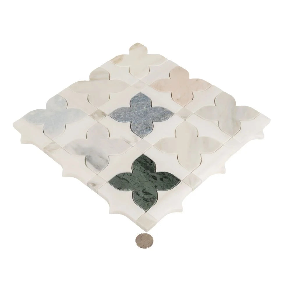 Geometria Marble Multicolor Stars Mosaic Tile