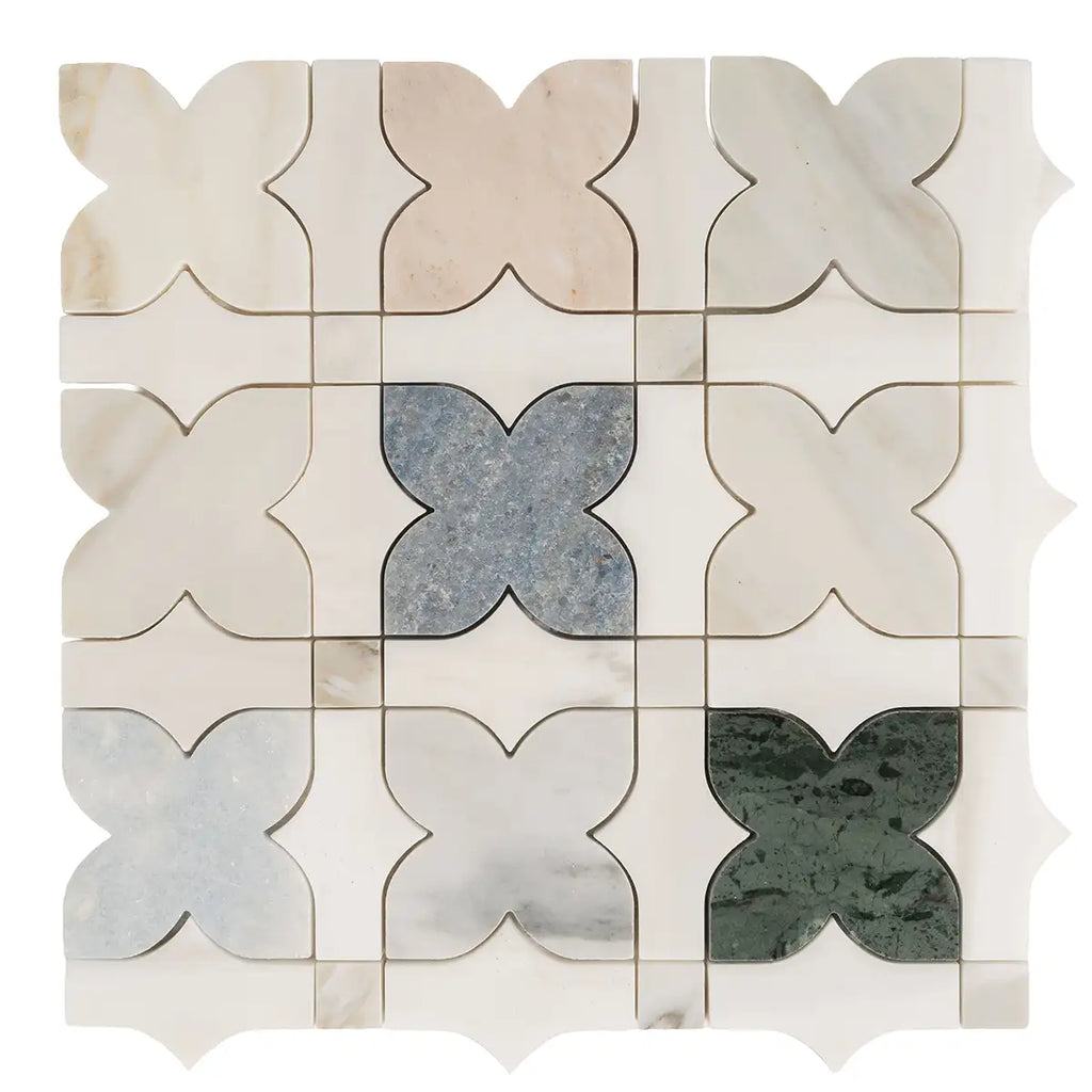 Geometria Marble Multicolor Stars Mosaic Tile | Tile Club