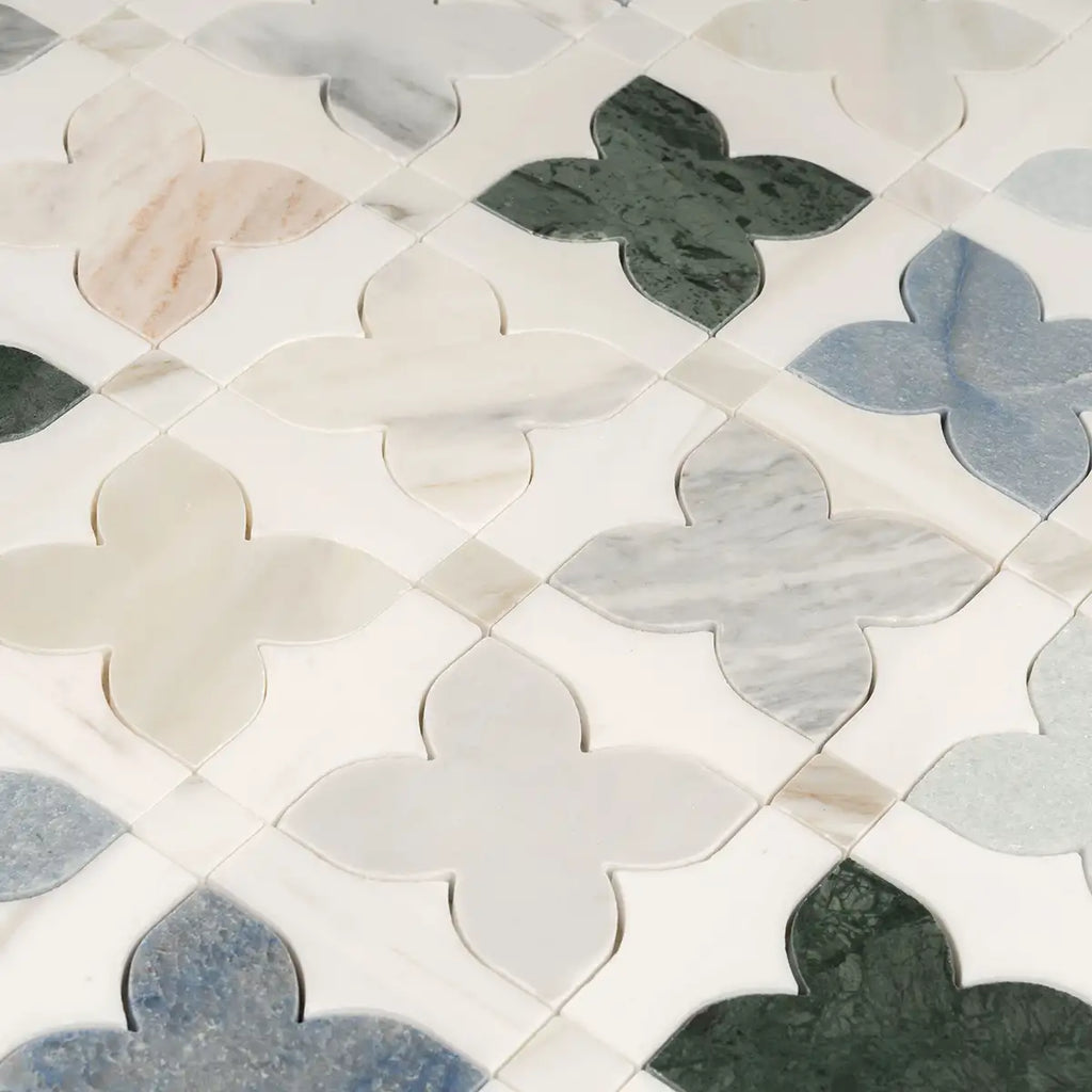 Geometria Marble Multicolor Stars Mosaic Tile | Tile Club