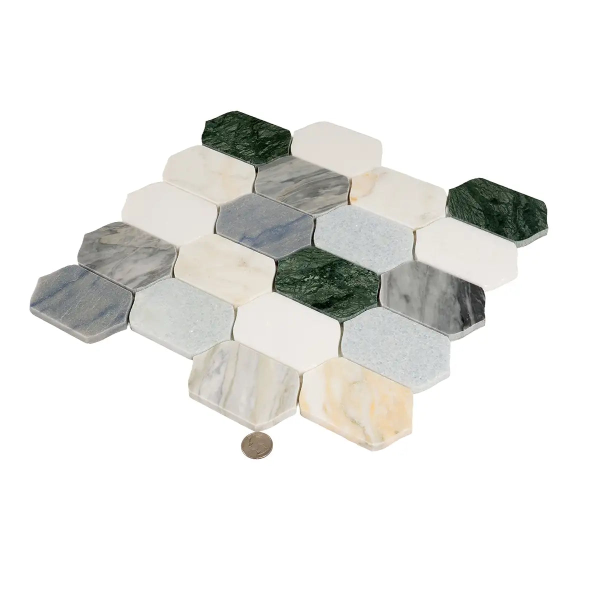 Geometria Marble Multicolor Picket Mosaic Tile | Tile Club