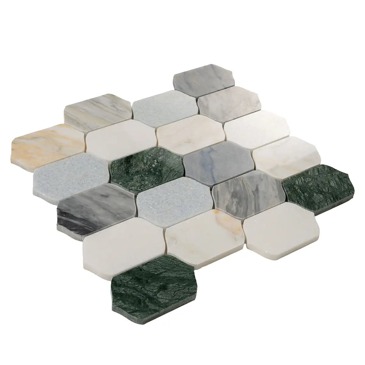 Geometria Marble Multicolor Picket Mosaic Tile | Tile Club