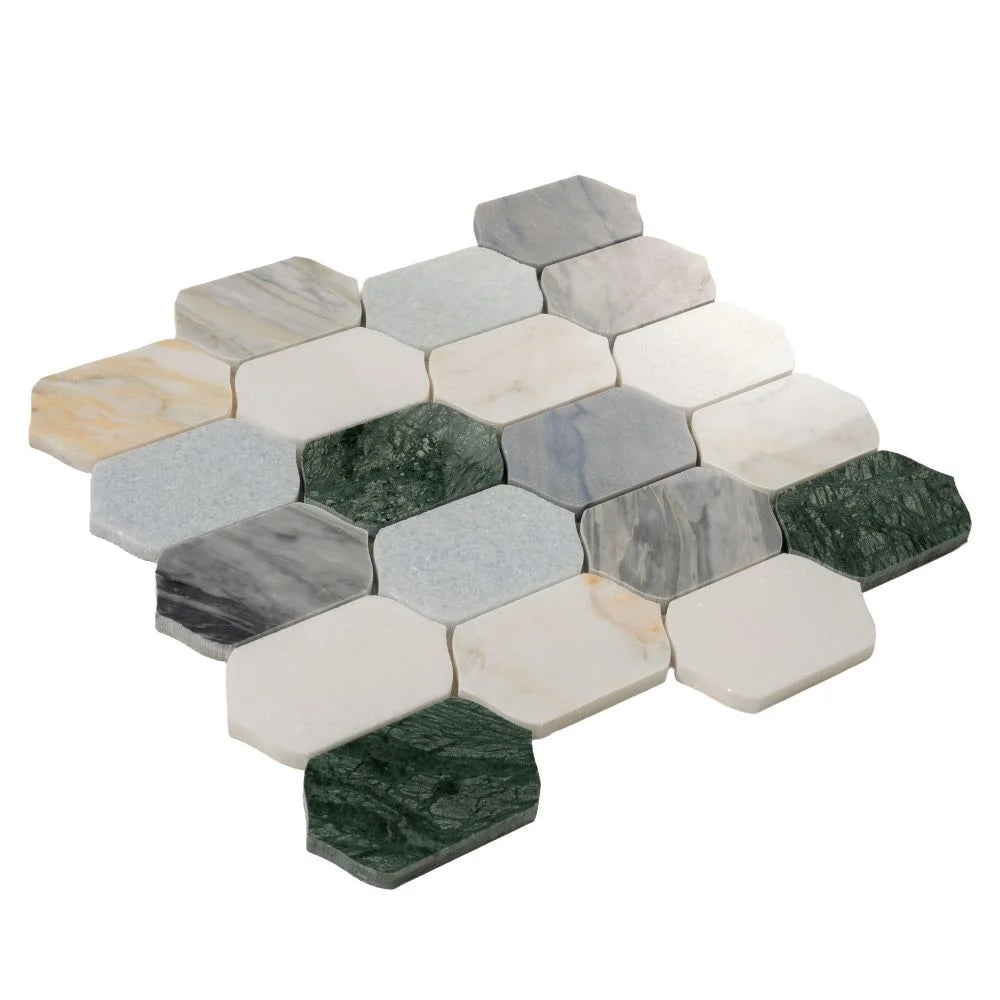 Geometria Marble Multicolor Picket Mosaic Tile | Tile Club