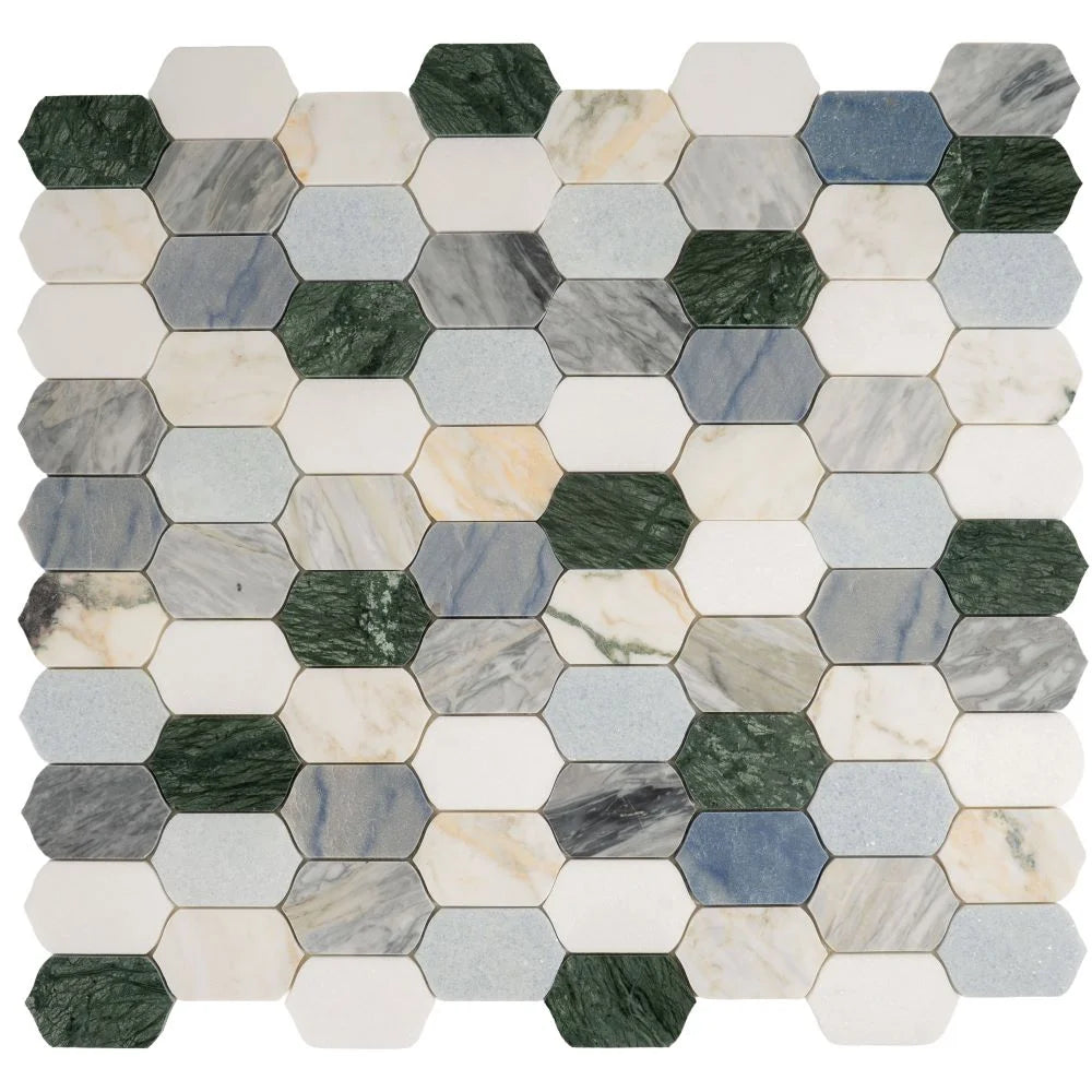 Geometria Marble Multicolor Picket Mosaic Tile | Tile Club