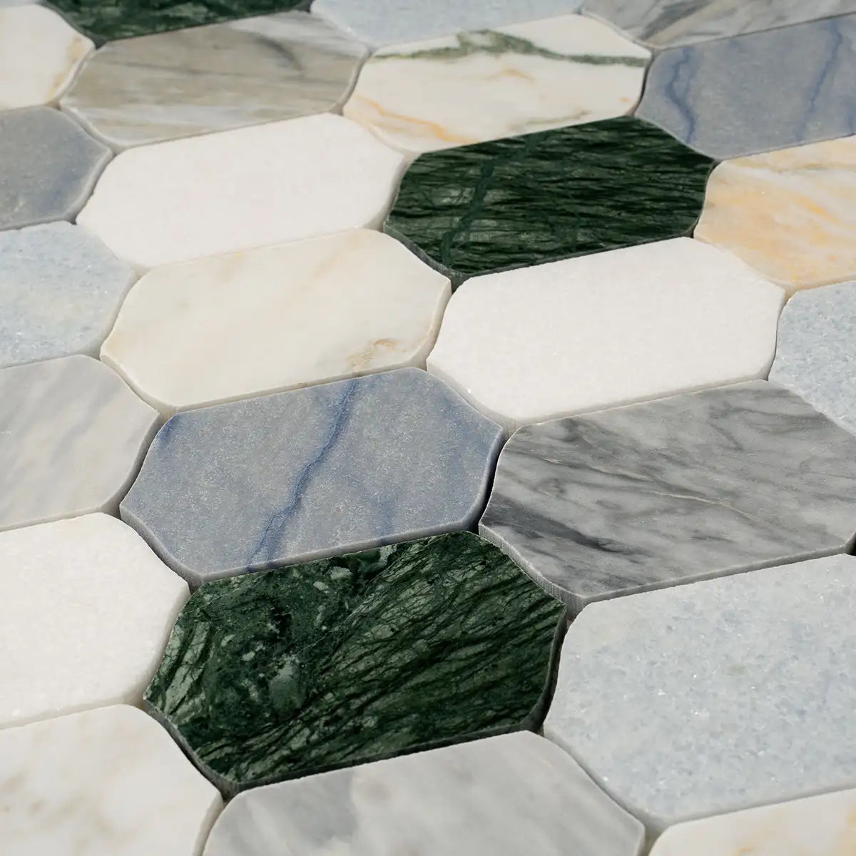 Geometria Marble Multicolor Picket Mosaic Tile | Tile Club