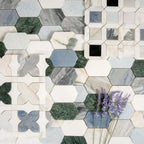 Geometria Marble Multicolor Picket Mosaic Tile | Tile Club