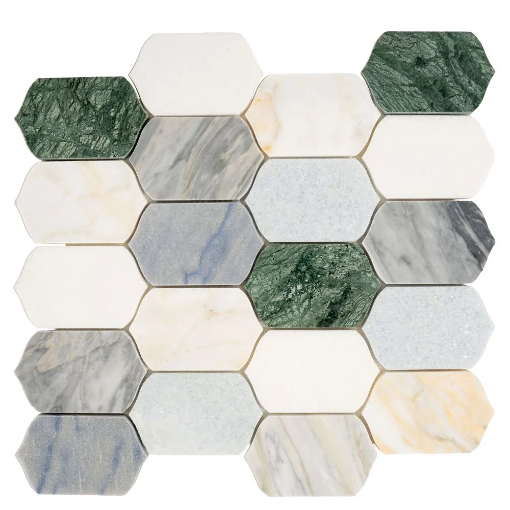 Geometria Marble Multicolor Picket Mosaic Tile | Tile Club