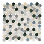 Geometria Marble Multicolor Penny Mosaic Tile | Tile Club