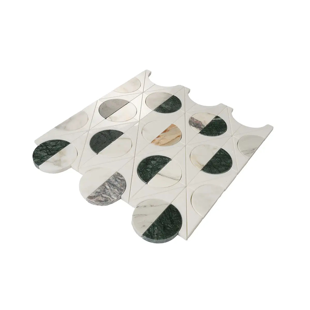 Geometria Marble Eclipse Moon Mosaic Tile | Tile Club