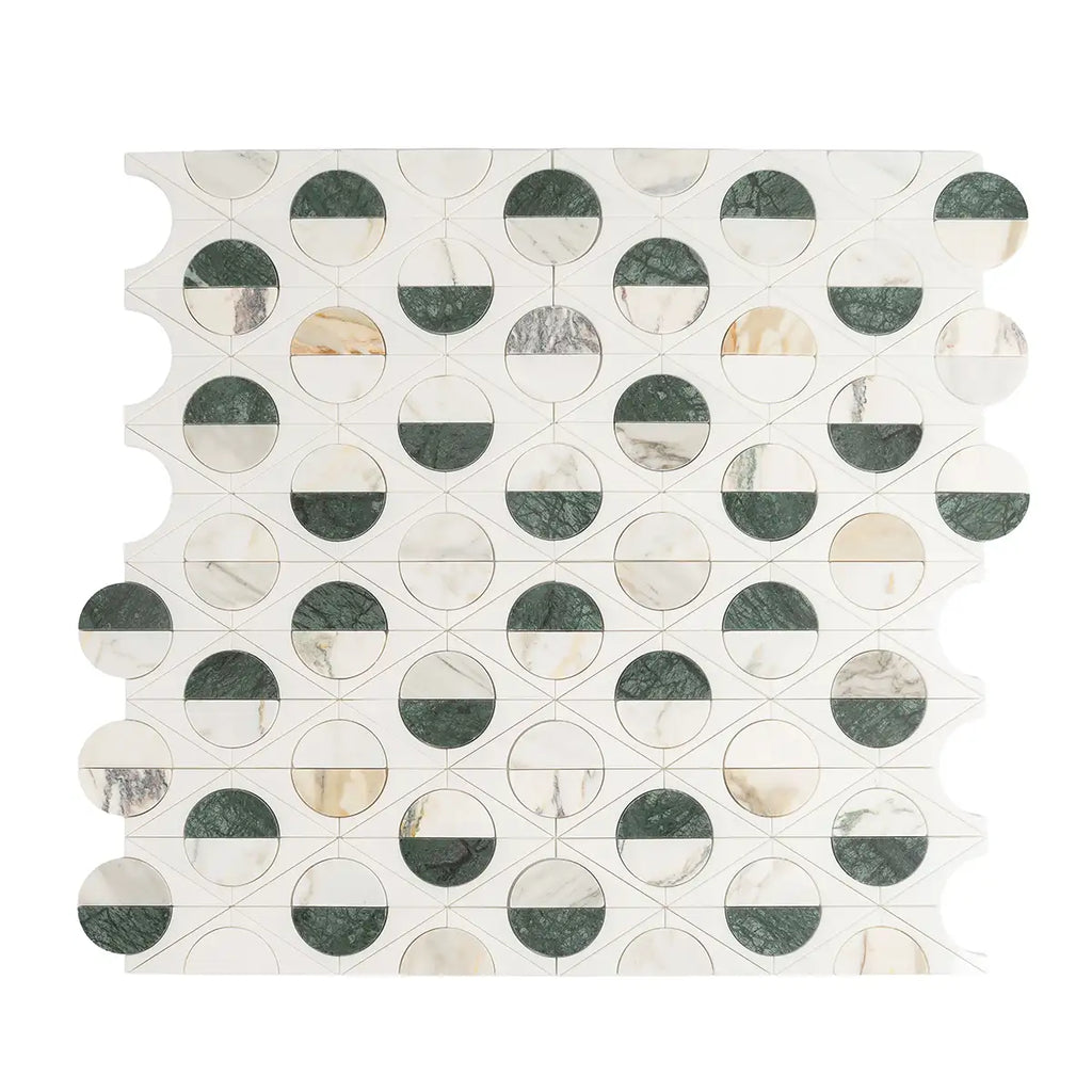 Geometria Marble Eclipse Moon Mosaic Tile | Tile Club