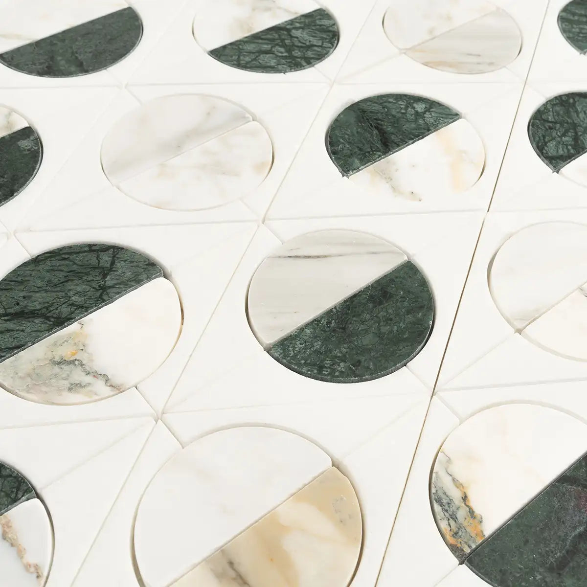 Geometria Marble Eclipse Moon Mosaic Tile | Tile Club