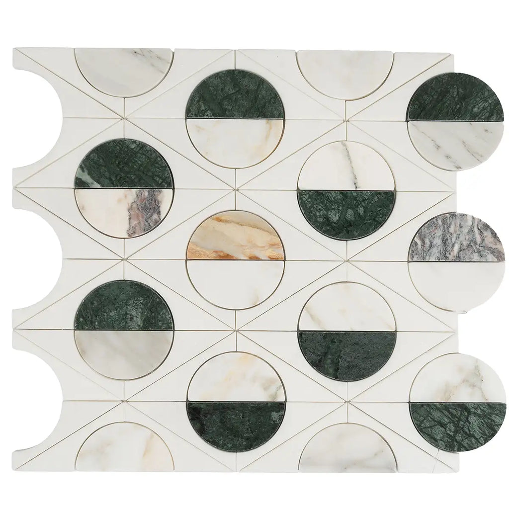 Geometria Marble Eclipse Moon Mosaic Tile | Tile Club