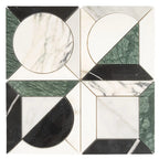 Geometria Marble Split Moon Mosaic Tile | Tile Club