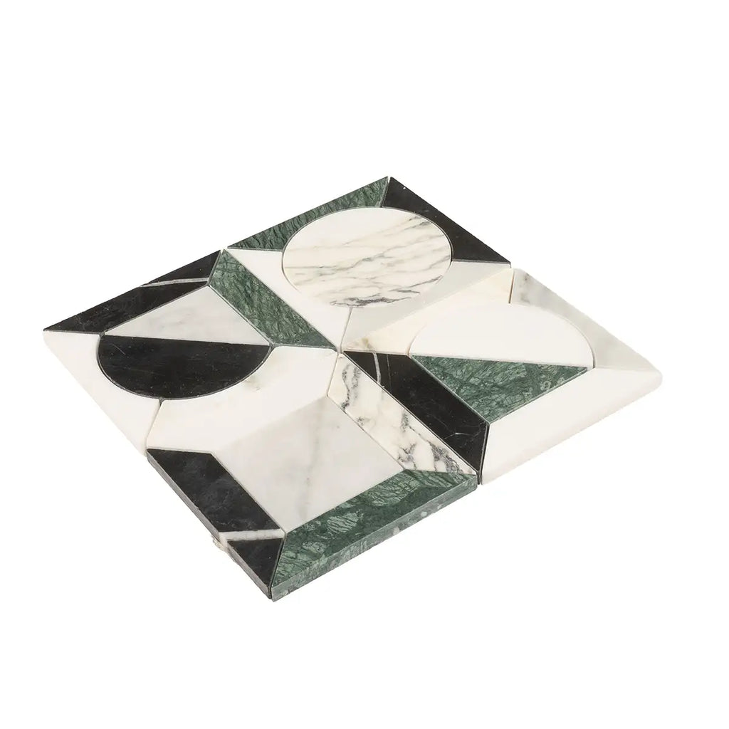 Geometria Marble Split Moon Mosaic Tile | Tile Club