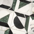 Geometria Marble Split Moon Mosaic Tile | Tile Club