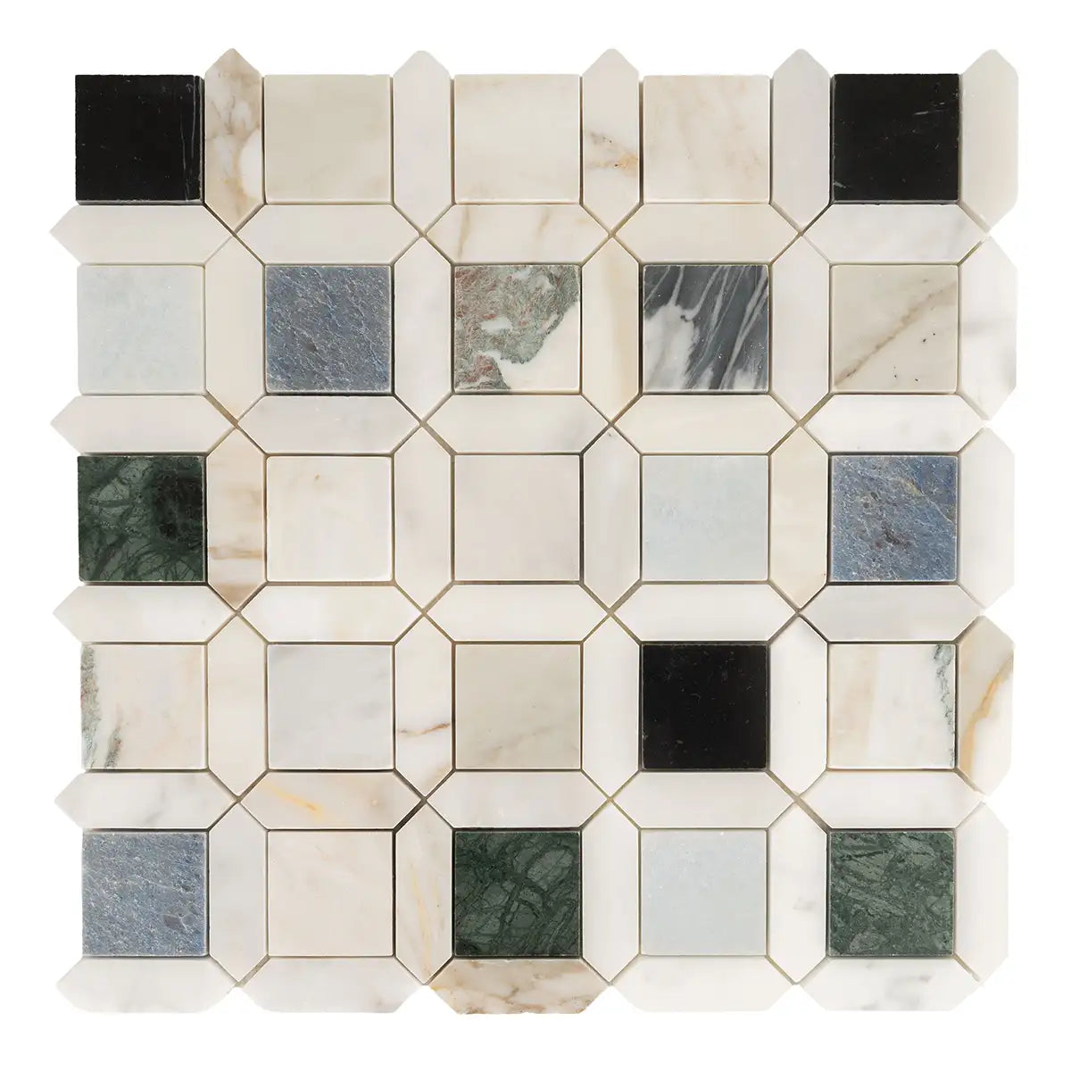 Geometria Marble Multicolor Octagon Mosaic Tile | Tile Club