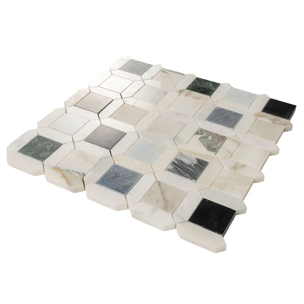 Geometria Marble Multicolor Octagon Mosaic Tile | Tile Club