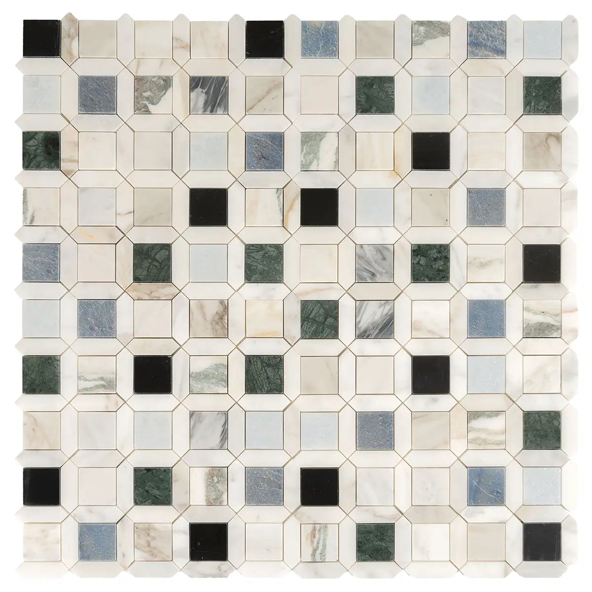 Geometria Marble Multicolor Octagon Mosaic Tile | Tile Club