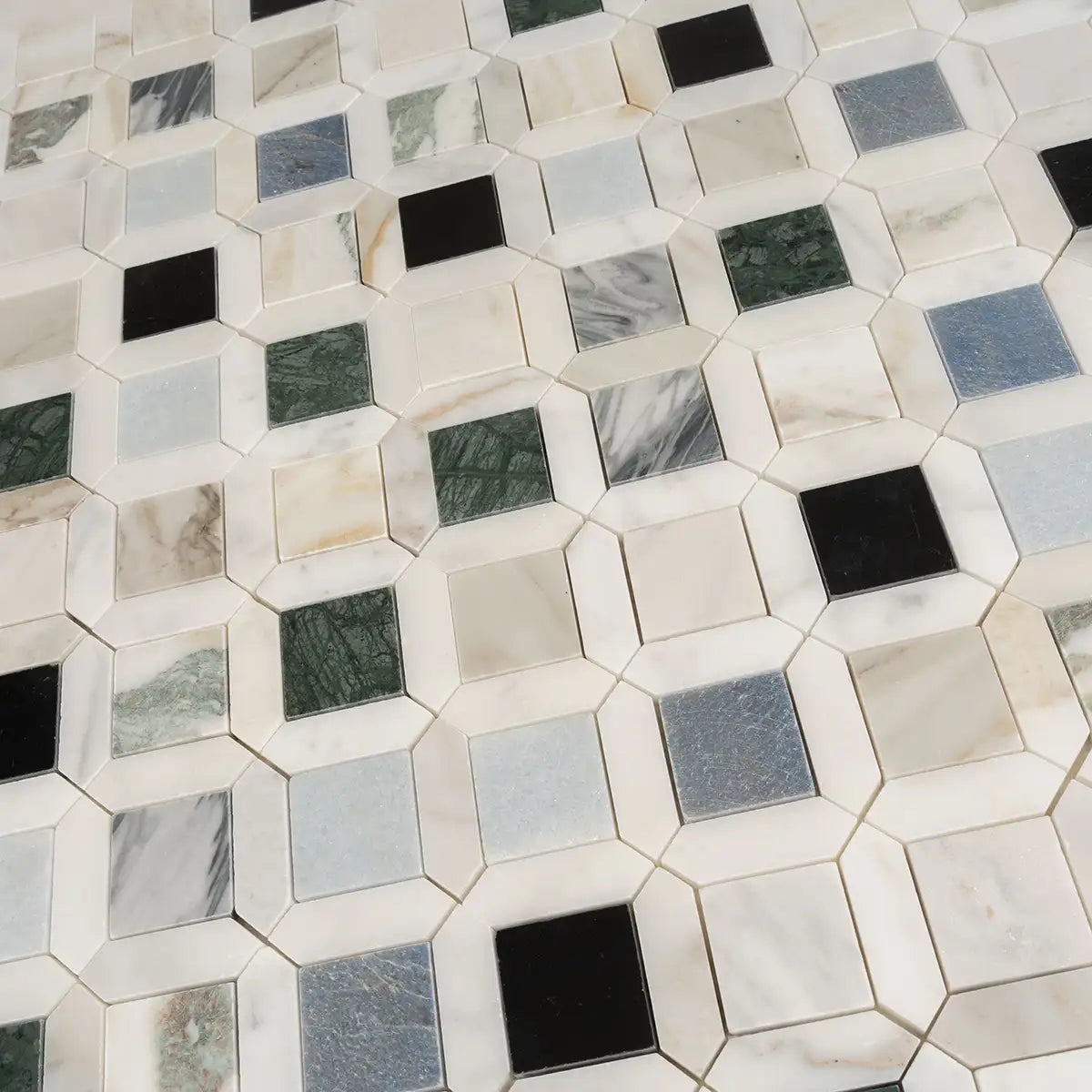Geometria Marble Multicolor Octagon Mosaic Tile | Tile Club