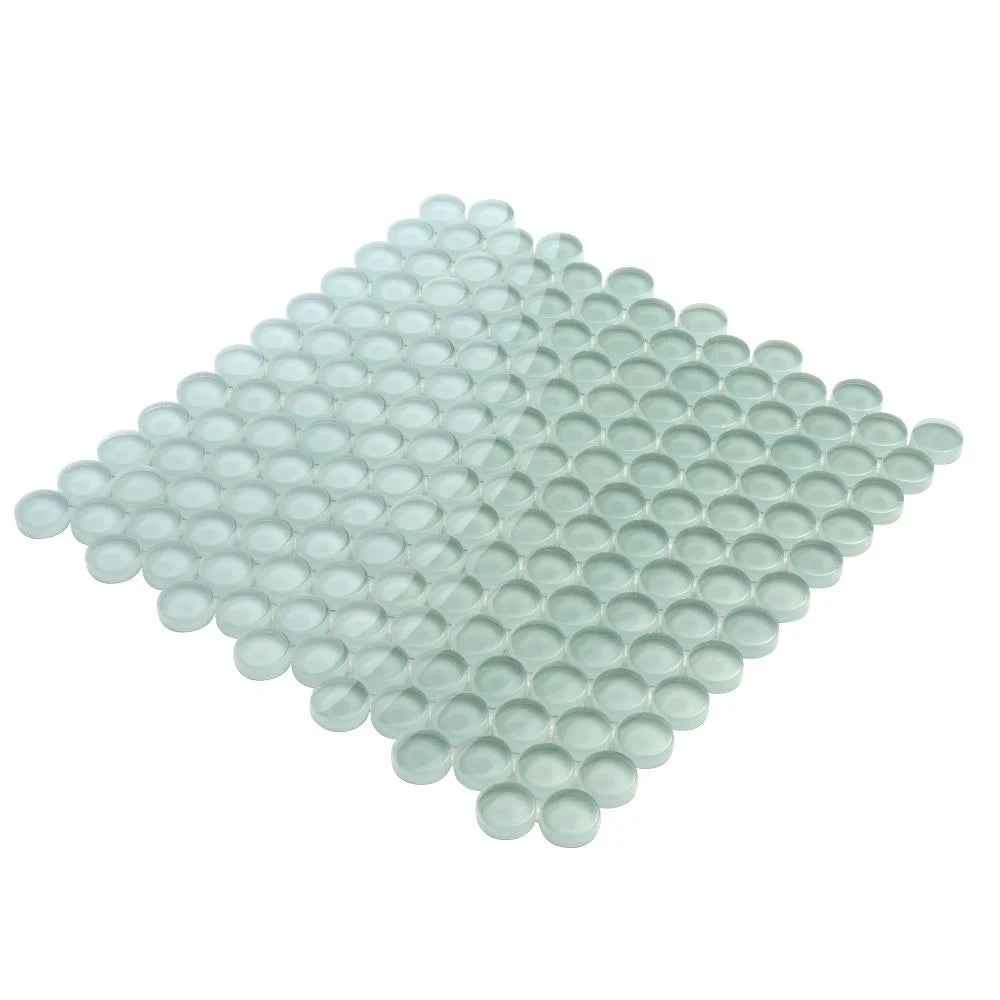 Pale Aqua Glass Penny Round Tile | Tile Club