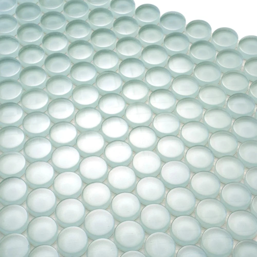 Pale Aqua Glass Penny Round Tile | Tile Club