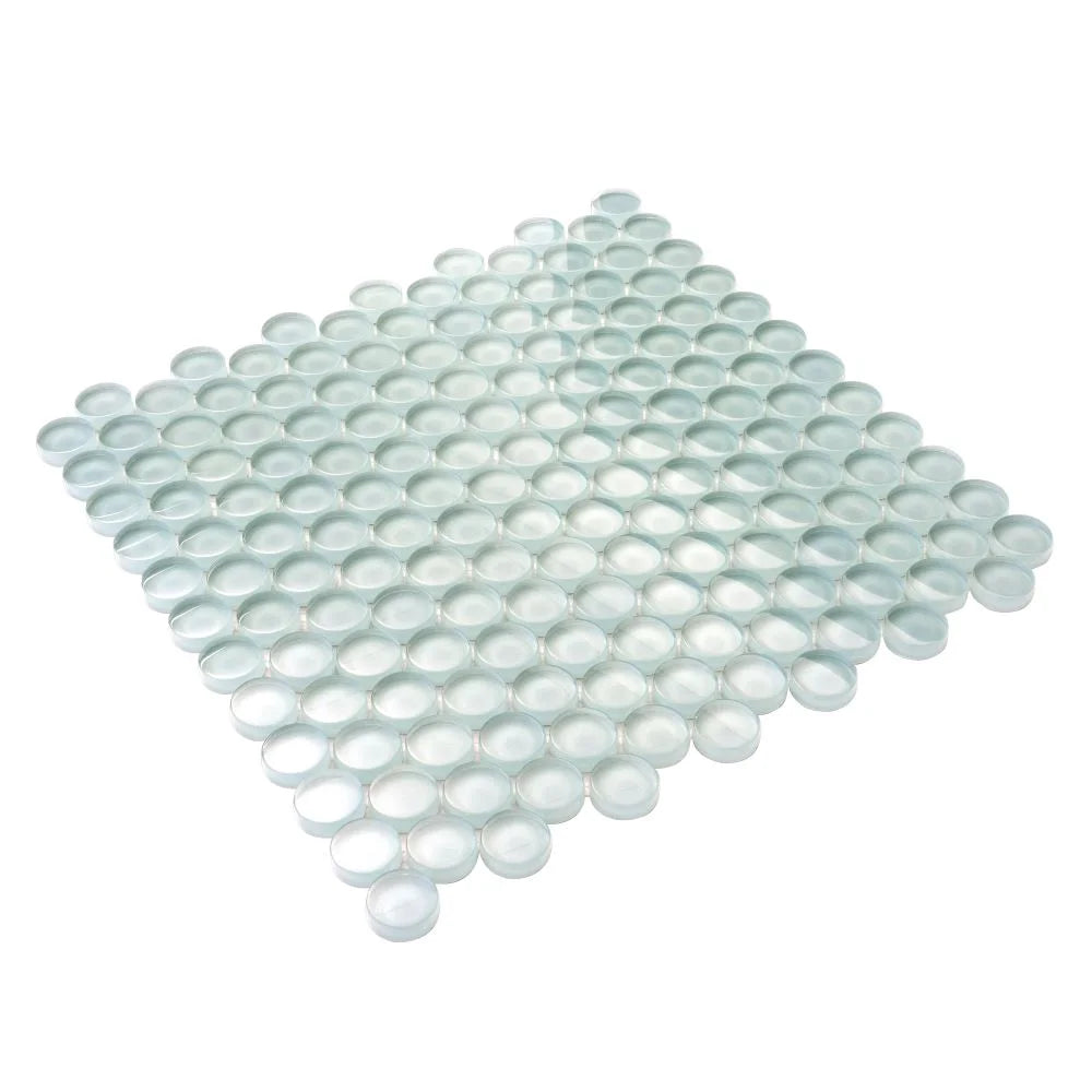 Pale Aqua Glass Penny Round Tile | Tile Club