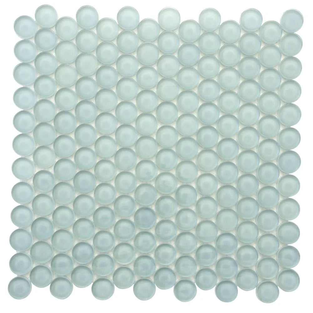 Pale Aqua Glass Penny Round Tile | Tile Club