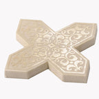 Moroccan Star & Cross Crema Etched Marble Mosaic Tile | Tile Club
