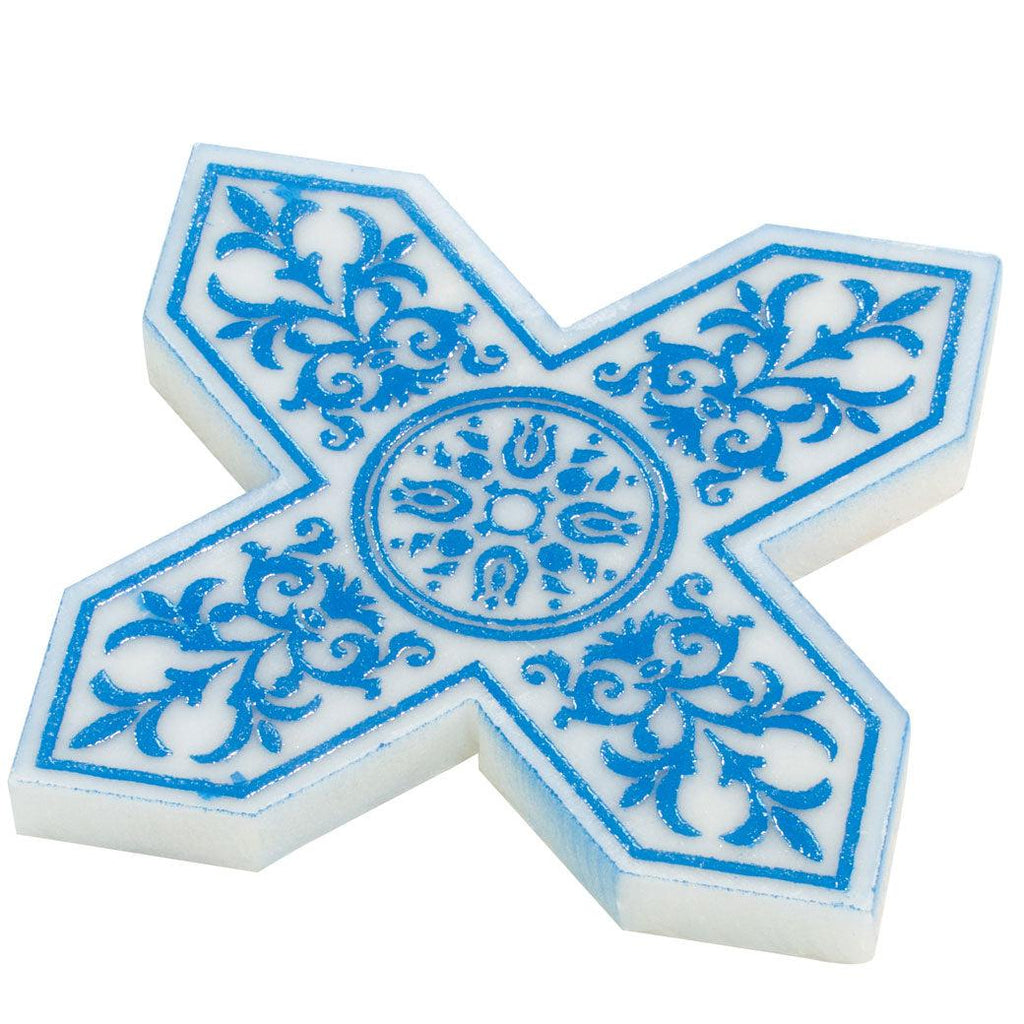 Moroccan Star & Cross Blue Etched Marble Mosaic Tile | Patterned Walls ...