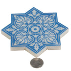 Moroccan Star & Cross Blue Etched Marble Mosaic Tile | Tile Club