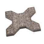 Babylon Grey Star & Cross Etched Marble Mosaic Tile | Tile Club