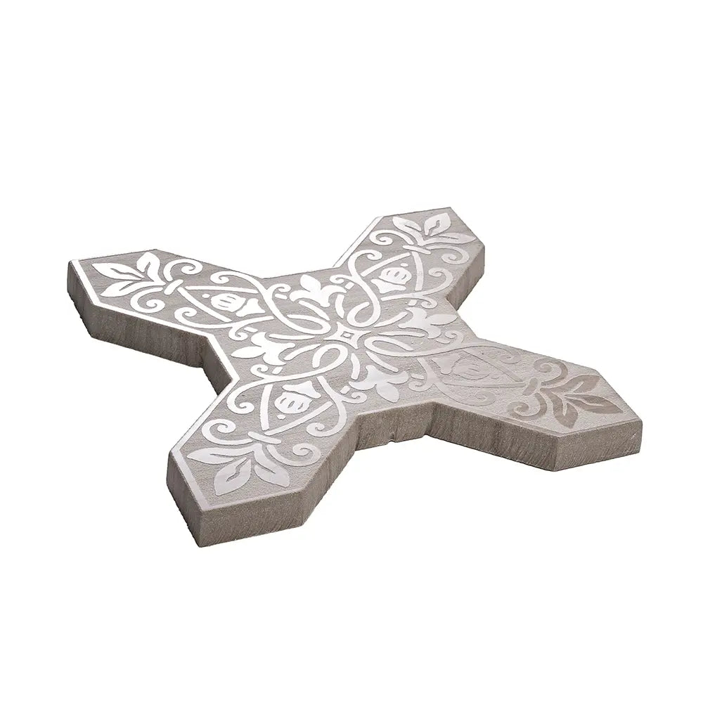 Babylon Grey Star & Cross Etched Marble Mosaic Tile | Tile Club