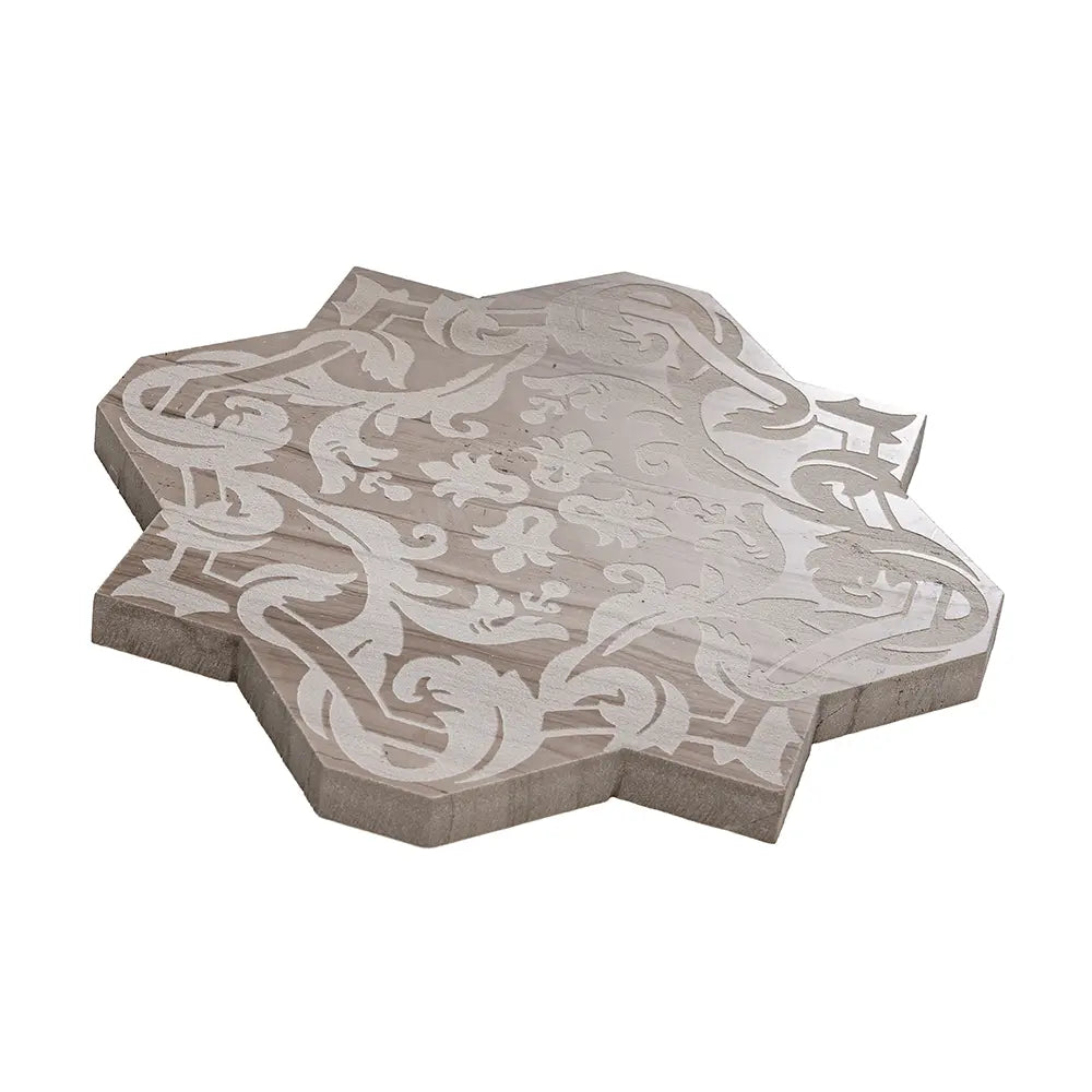 Babylon Grey Star & Cross Etched Marble Mosaic Tile | Tile Club