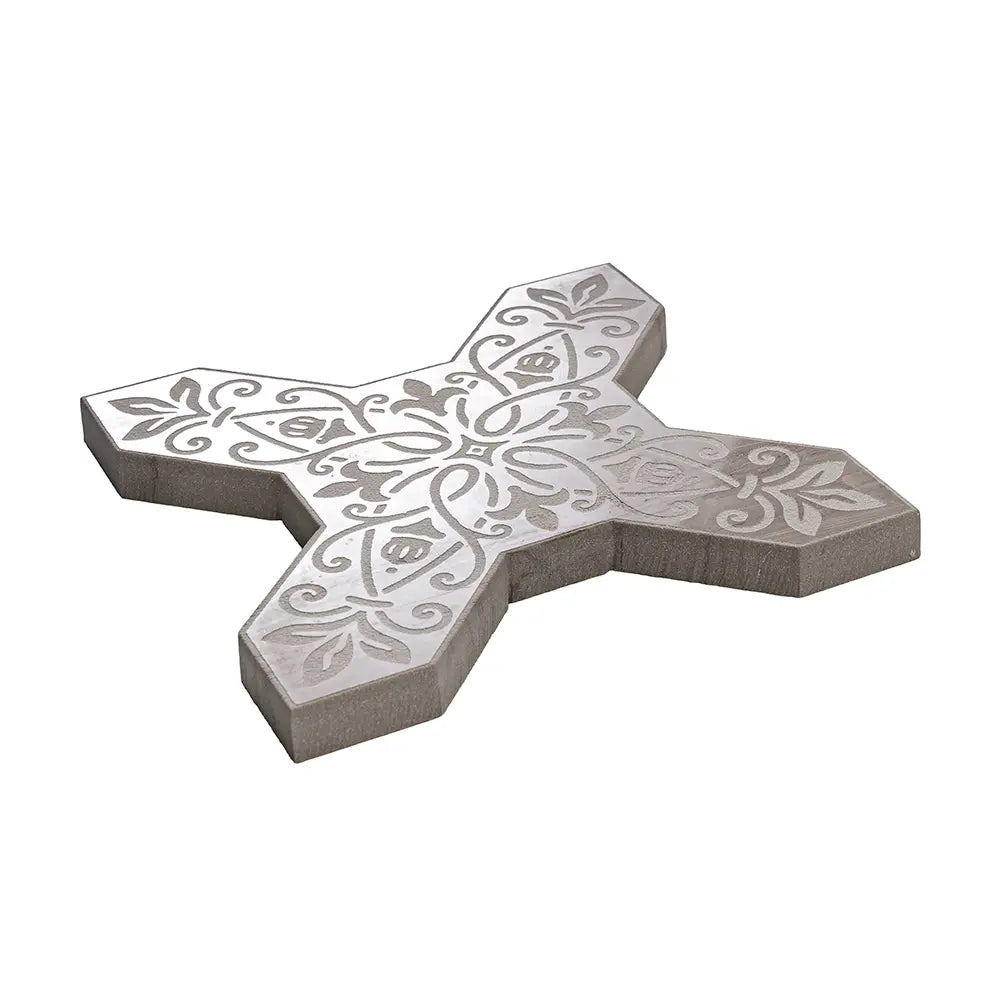 Babylon Grey Star & Cross Etched Marble Mosaic Tile | Tile Club
