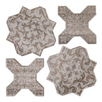 Babylon Grey Star & Cross Etched Marble Mosaic Tile | Tile Club