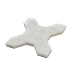 Babylon White Star & Cross Etched Marble Mosaic Tile | Tile Club