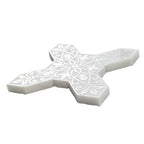 Babylon White Star & Cross Etched Marble Mosaic Tile | Tile Club
