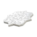 Babylon White Star & Cross Etched Marble Mosaic Tile | Tile Club