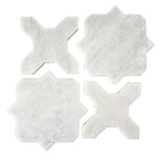 Babylon White Star & Cross Etched Marble Mosaic Tile | Tile Club