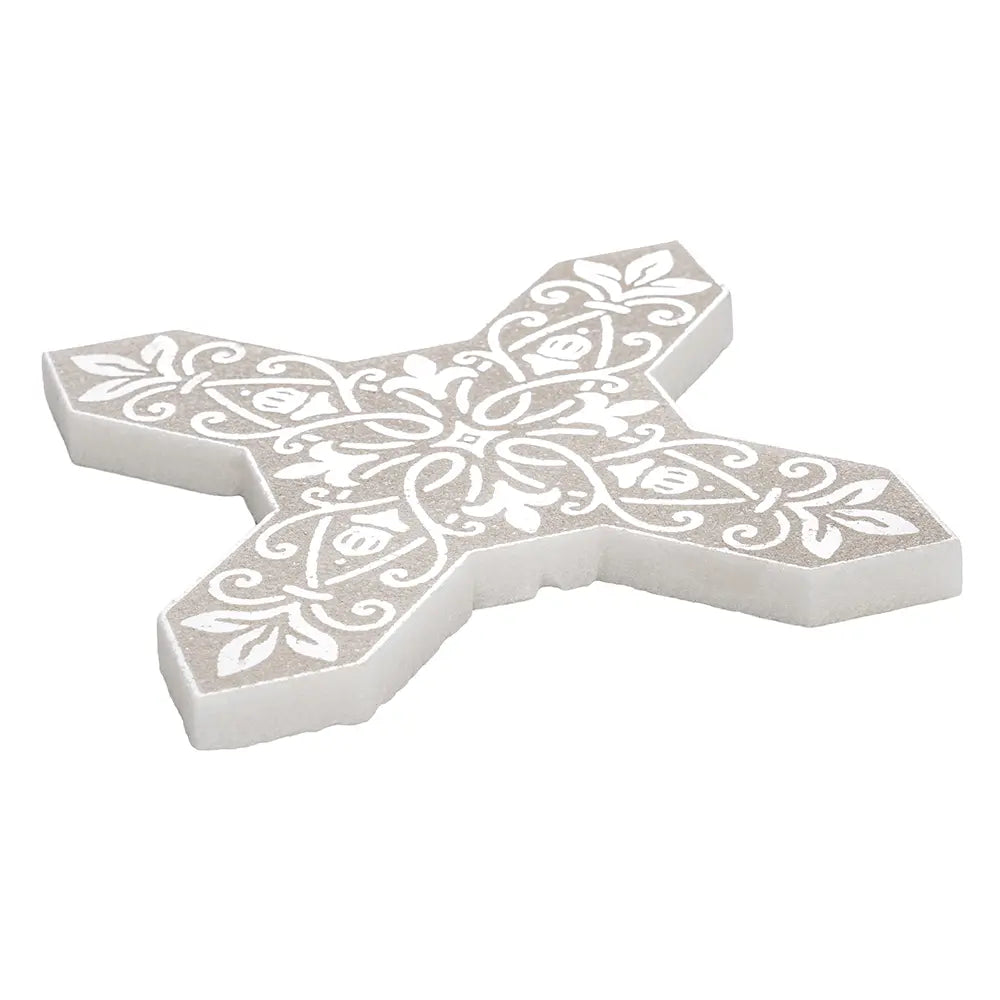 Babylon Antique Star & Cross Etched Marble Mosaic Tile | Tile Club