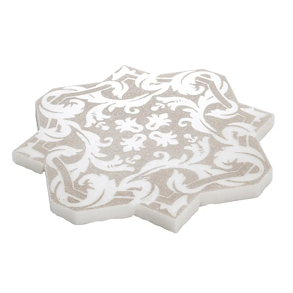 Babylon Antique Star & Cross Etched Marble Mosaic Tile | Tile Club