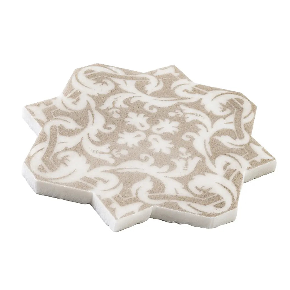 Babylon Antique Star & Cross Etched Marble Mosaic Tile | Tile Club