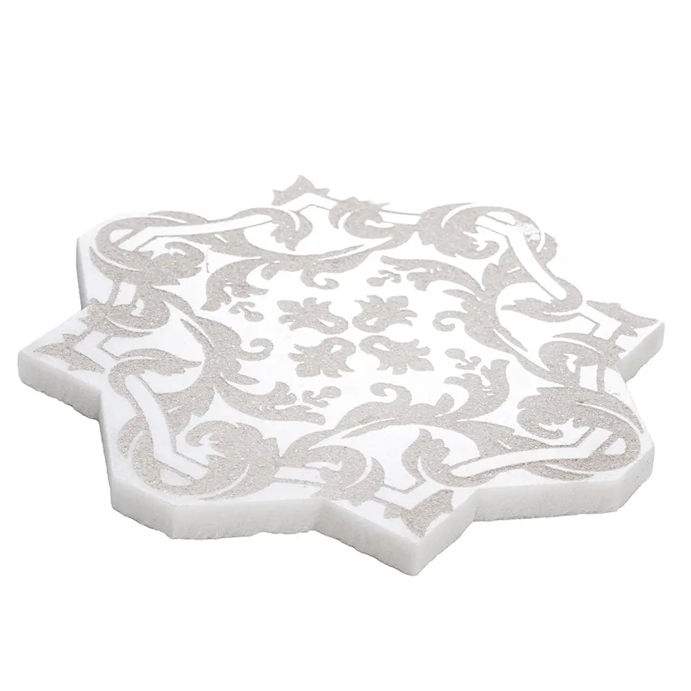 Babylon Antique Star & Cross Etched Marble Mosaic Tile | Tile Club
