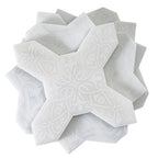 Moroccan Star & Cross White Etched Marble Mosaic Tile | Tile Club