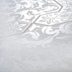 Moroccan Star & Cross White Etched Marble Mosaic Tile | Tile Club