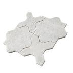 Moroccan Star & Cross White Etched Marble Mosaic Tile | Tile Club
