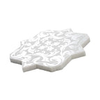 Moroccan Star & Cross White Etched Marble Mosaic Tile | Tile Club