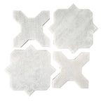 Moroccan Star & Cross White Etched Marble Mosaic Tile | Tile Club