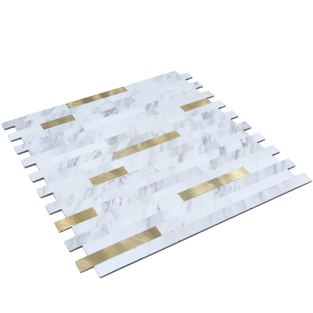White and Gold Stack Peel and Stick Tile | Tile Club